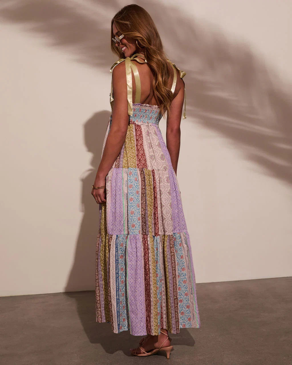 Sweet Spring Patchwork Maxi Dress