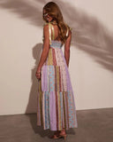 Sweet Spring Patchwork Maxi Dress