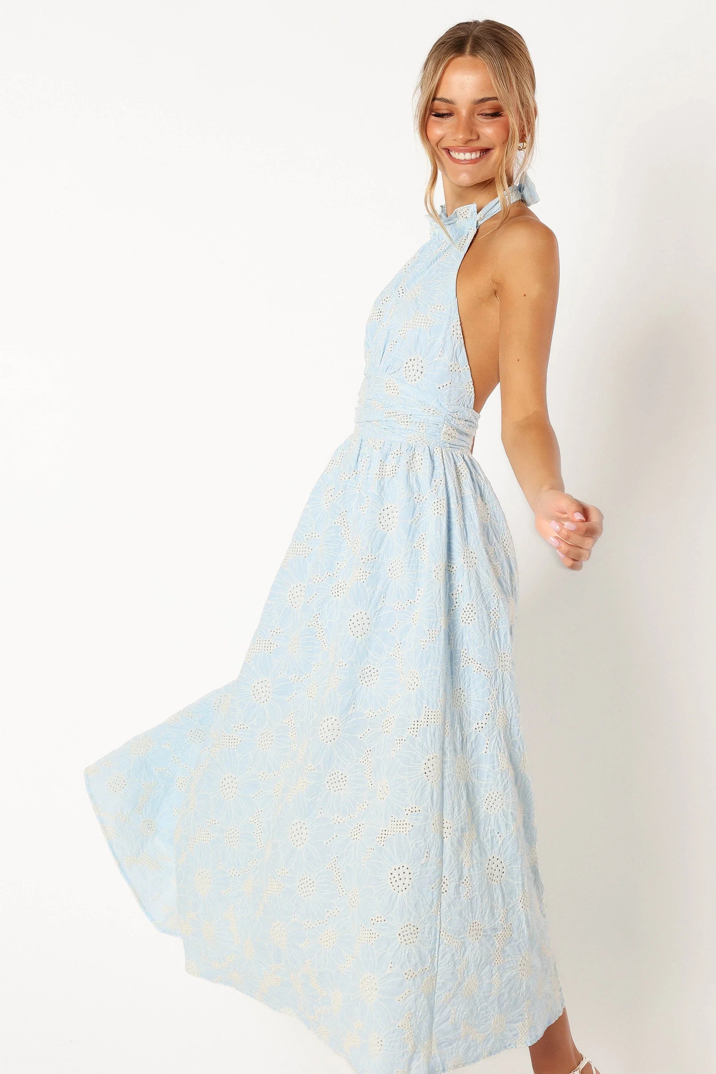 Taila Halterneck Midi Dress Blue Floral