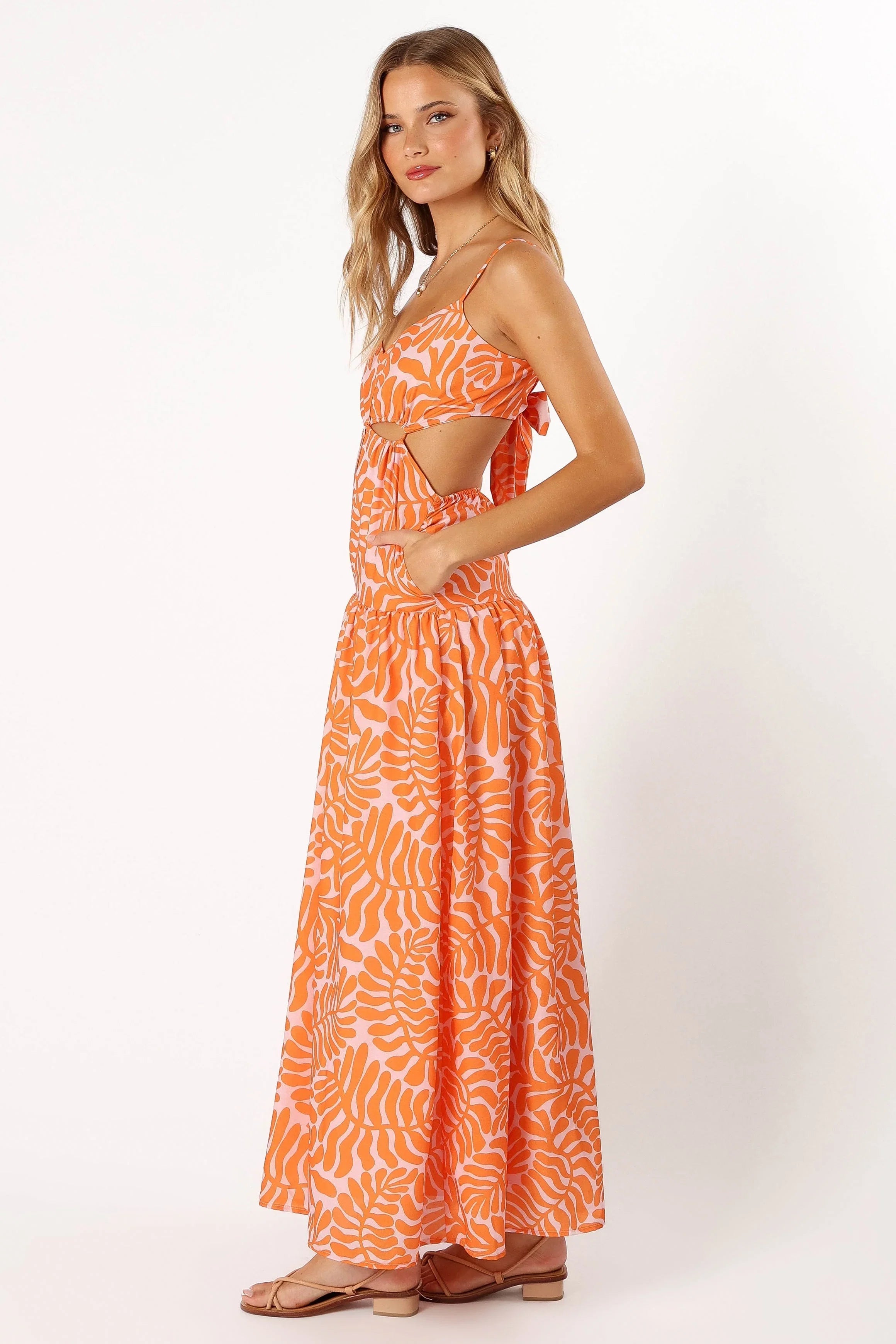 Dalton Cut Out Maxi Dress Orange Print