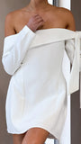 Halen Long Sleeve Mini Dress White