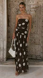 Riko Strapless Maxi Dress Chocolate Macro Polka
