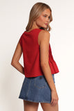 Delia Pleat Tie Top Red