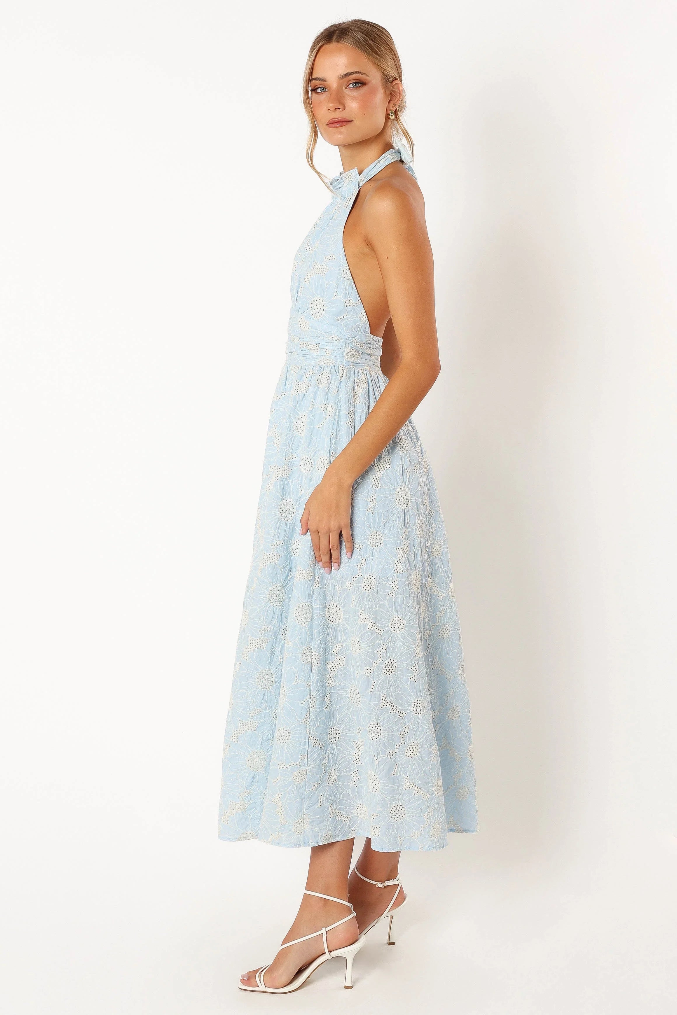 Taila Halterneck Midi Dress Blue Floral