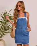 Islet Frayed Overall Denim Mini Dress