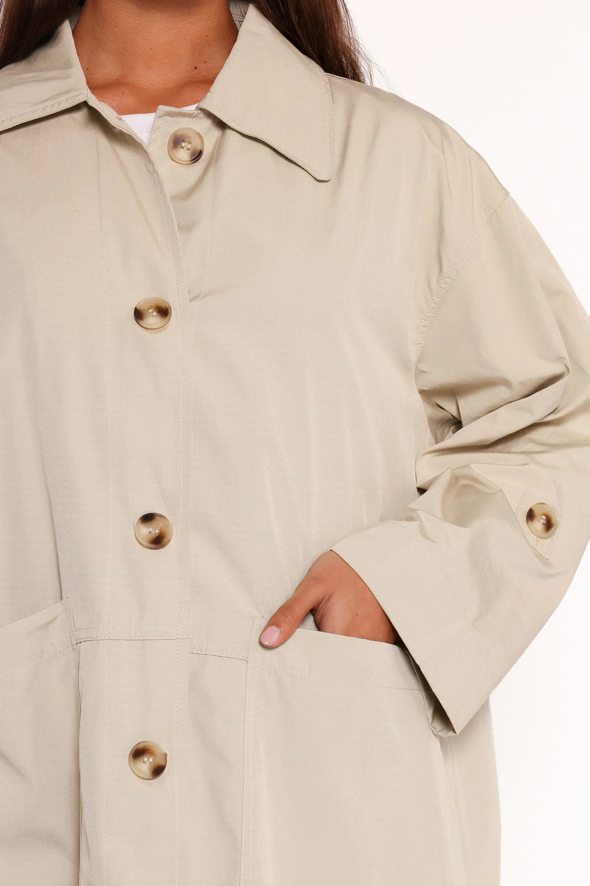 Stella Button Front Collar Jacket Taupe