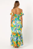 Harriet Off Shoulder Maxi Dress Malta Print