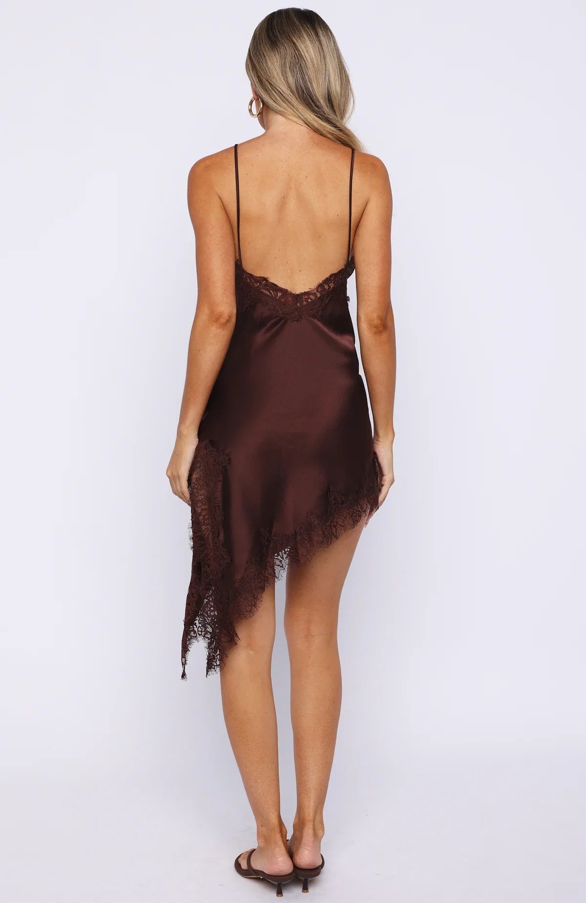 Behind The Light Lace Mini Dress Chocolate