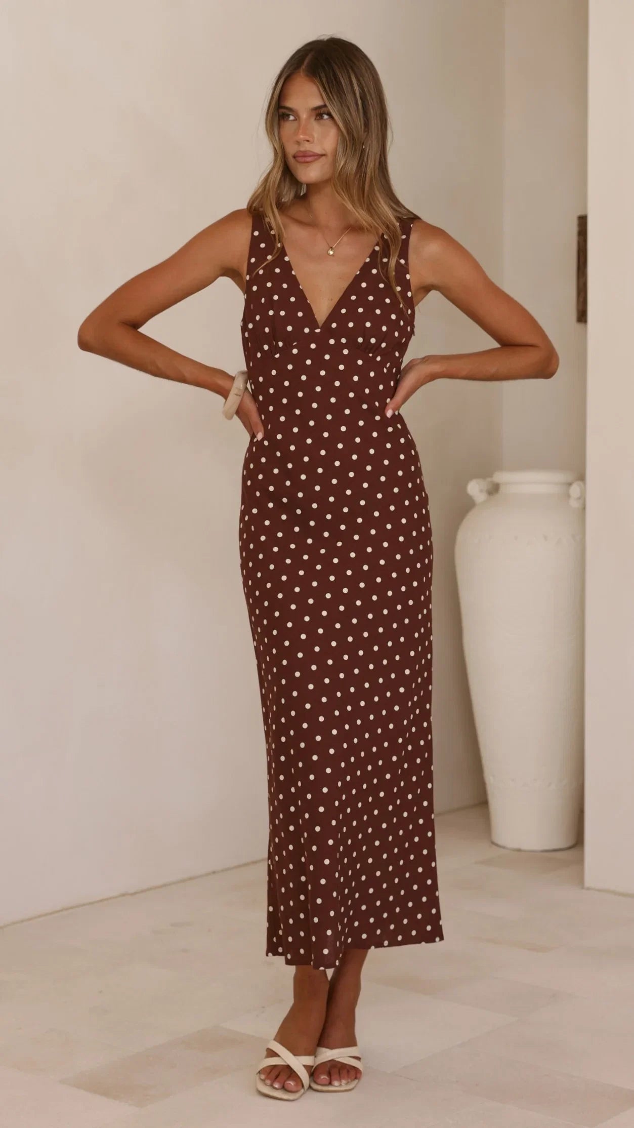 Sammie Maxi Dress Chocolate Nude Spot