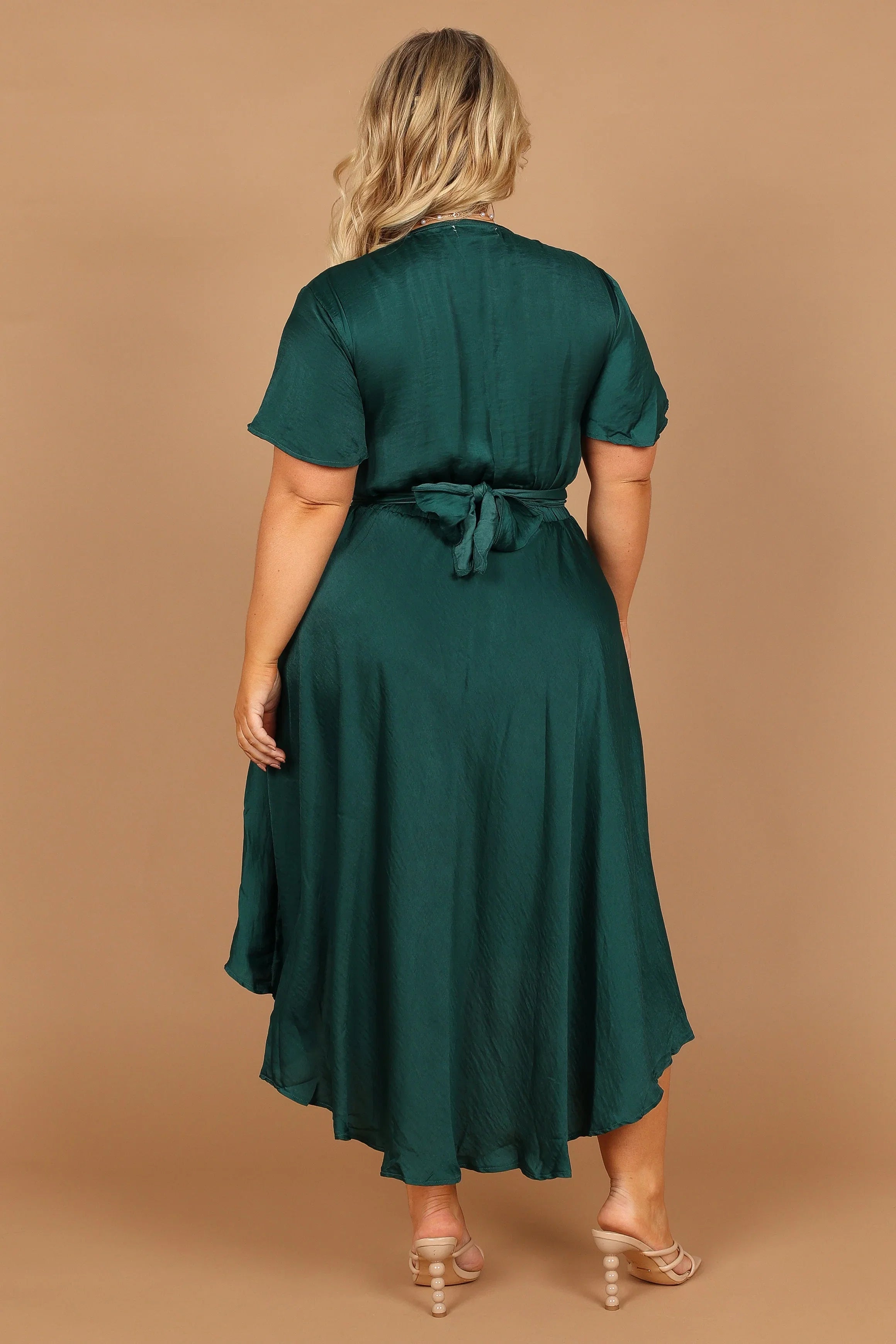 Amanda Hi Lo Tie Front Dress Emerald