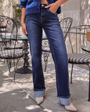 Nyra Stretch Straight Leg Cuffed Jeans