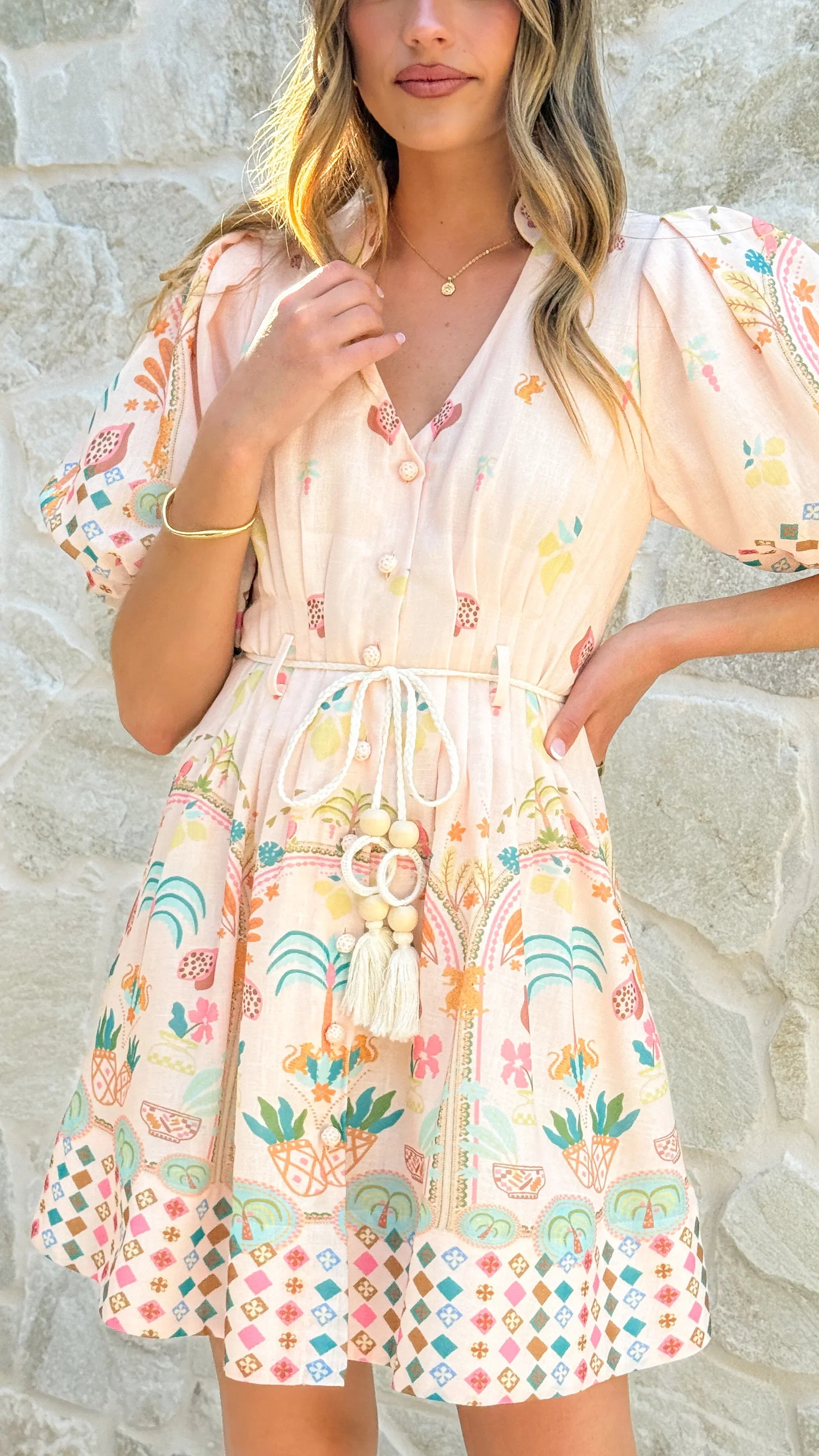 Misty Mini Dress Acacia Palm