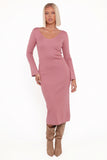 Lina Long Sleeve Midi Dress Pink