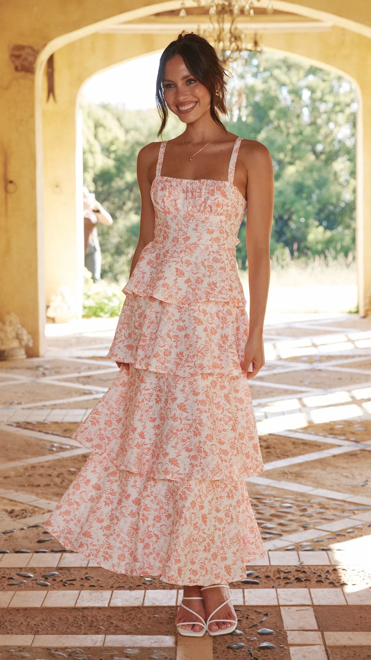 Page Maxi Dress Peach Floral