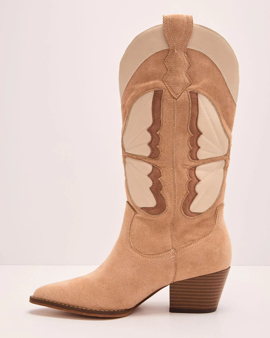 Airy Flutter Embroidered Butterfly Western Boots