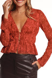 Monica Long Sleeve Top Red Roses