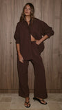 Zaila Pants Burgundy White Stripe