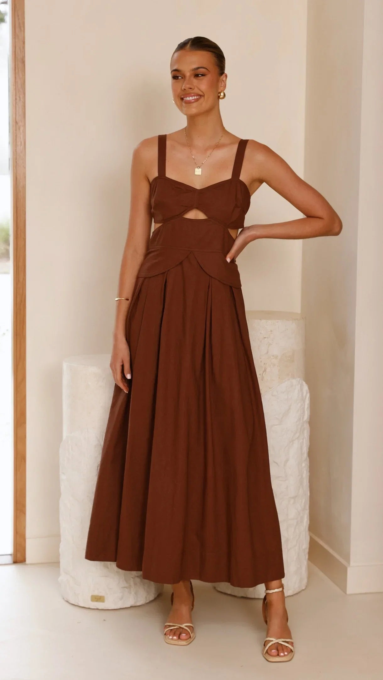 Harleigh Midi Dress Brown