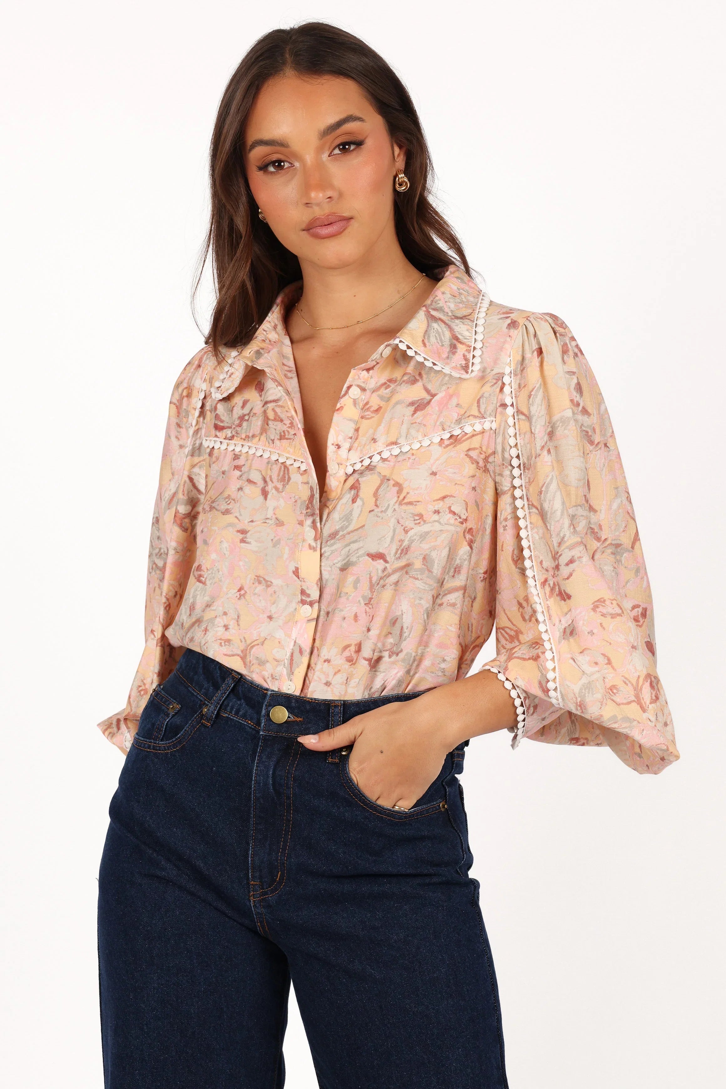 Floria Top Beige Floral