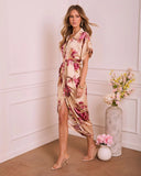 Trudie Floral Satin Midi Shirt Dress