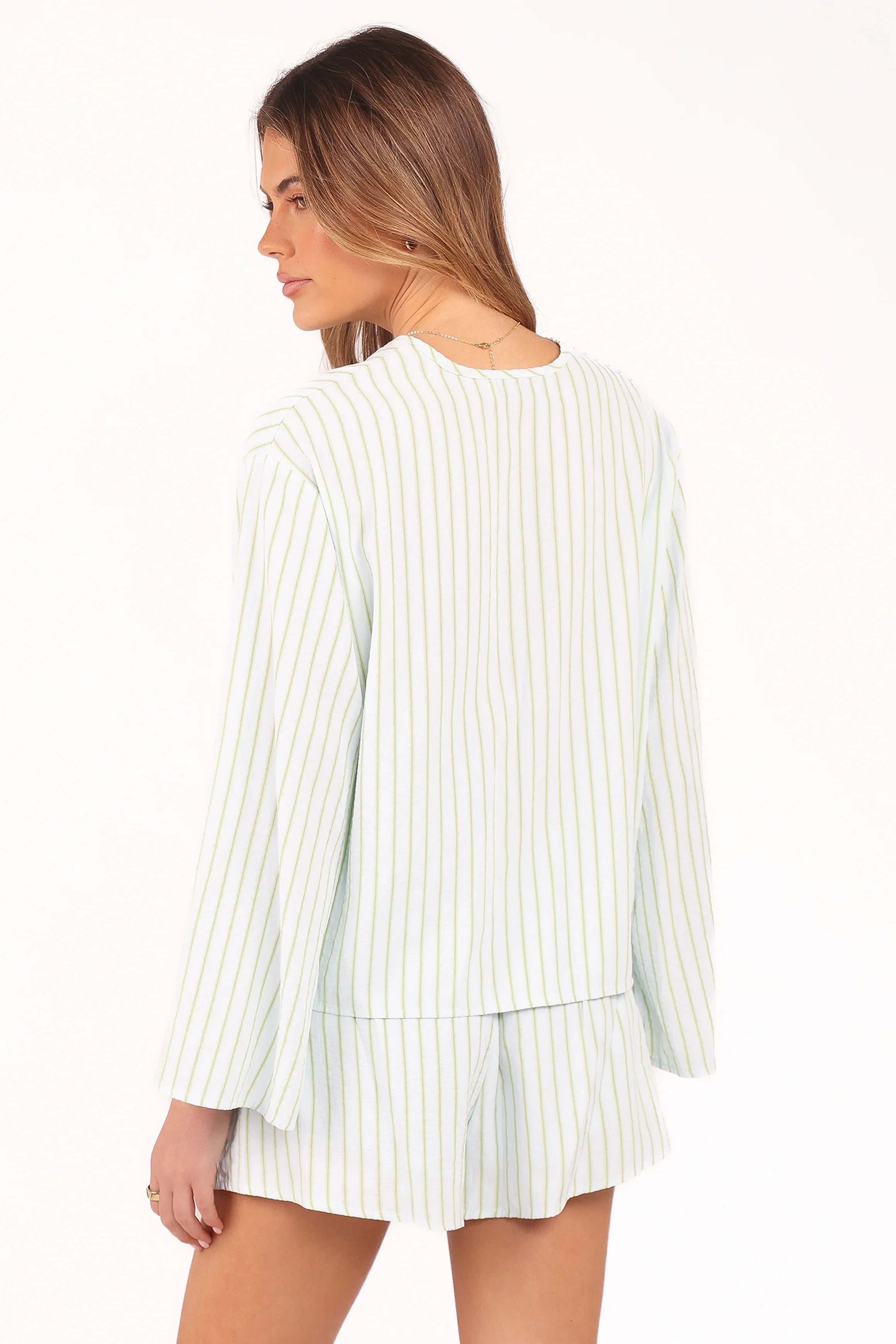 Flynn Short Set Green Blue Stripe
