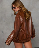 Shes It Oversized Leather Bomber Jacket