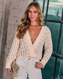 Carminia Knit Faux Pearl Cardigan