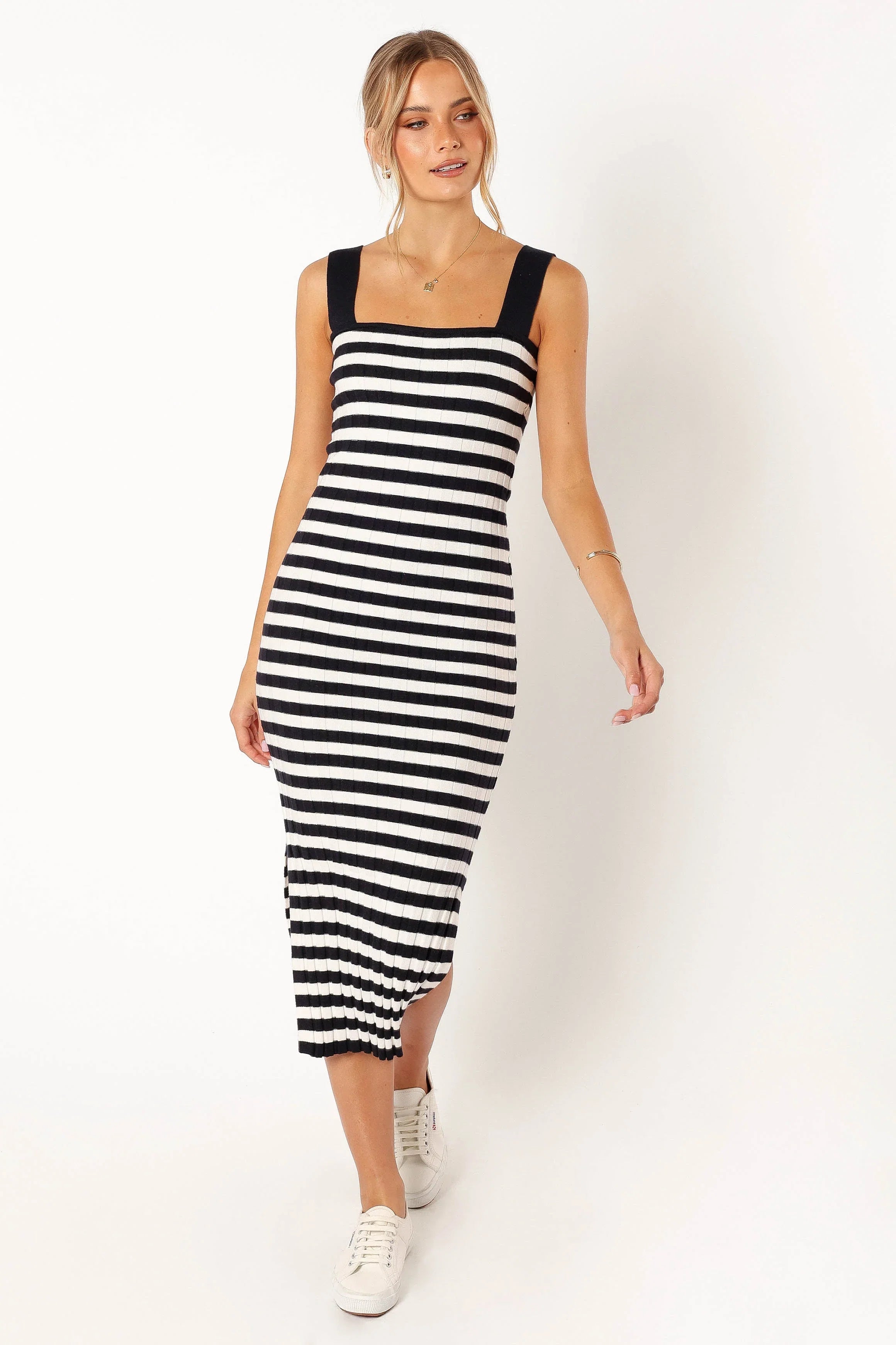 Ledger Midi Dress Navy Stripe