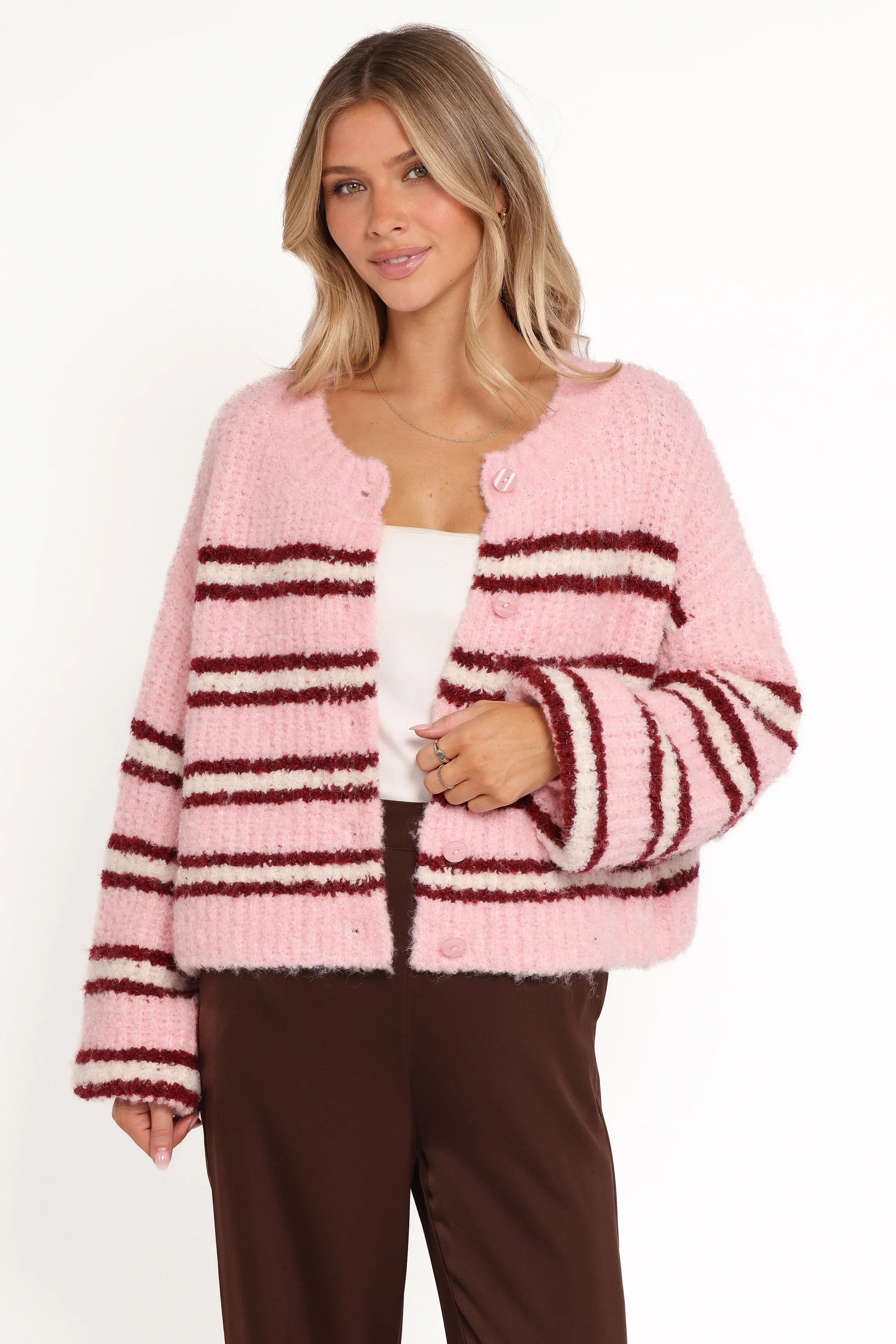 Albertine Cardigan Pink Stripe