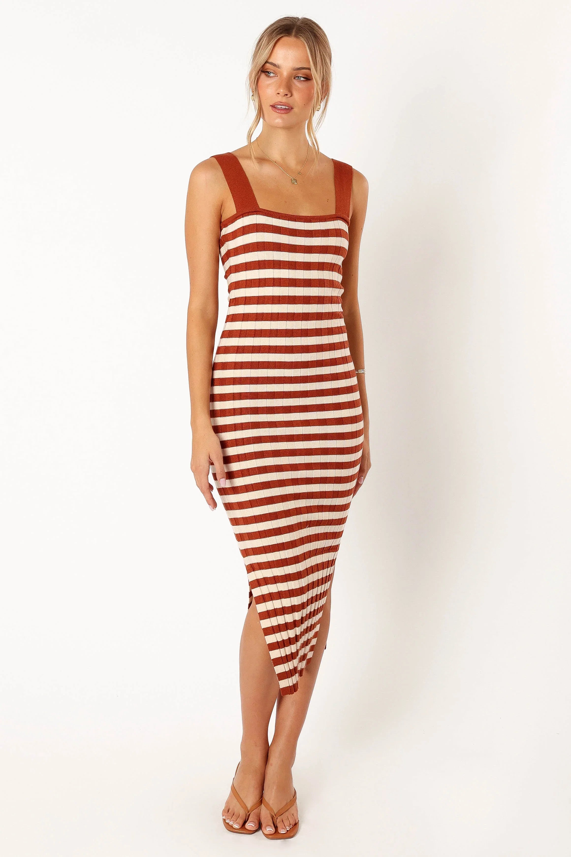 Ledger Midi Dress Tan Stripe