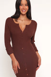 Marshall Button Through Knit Maxi Dress Chocolate