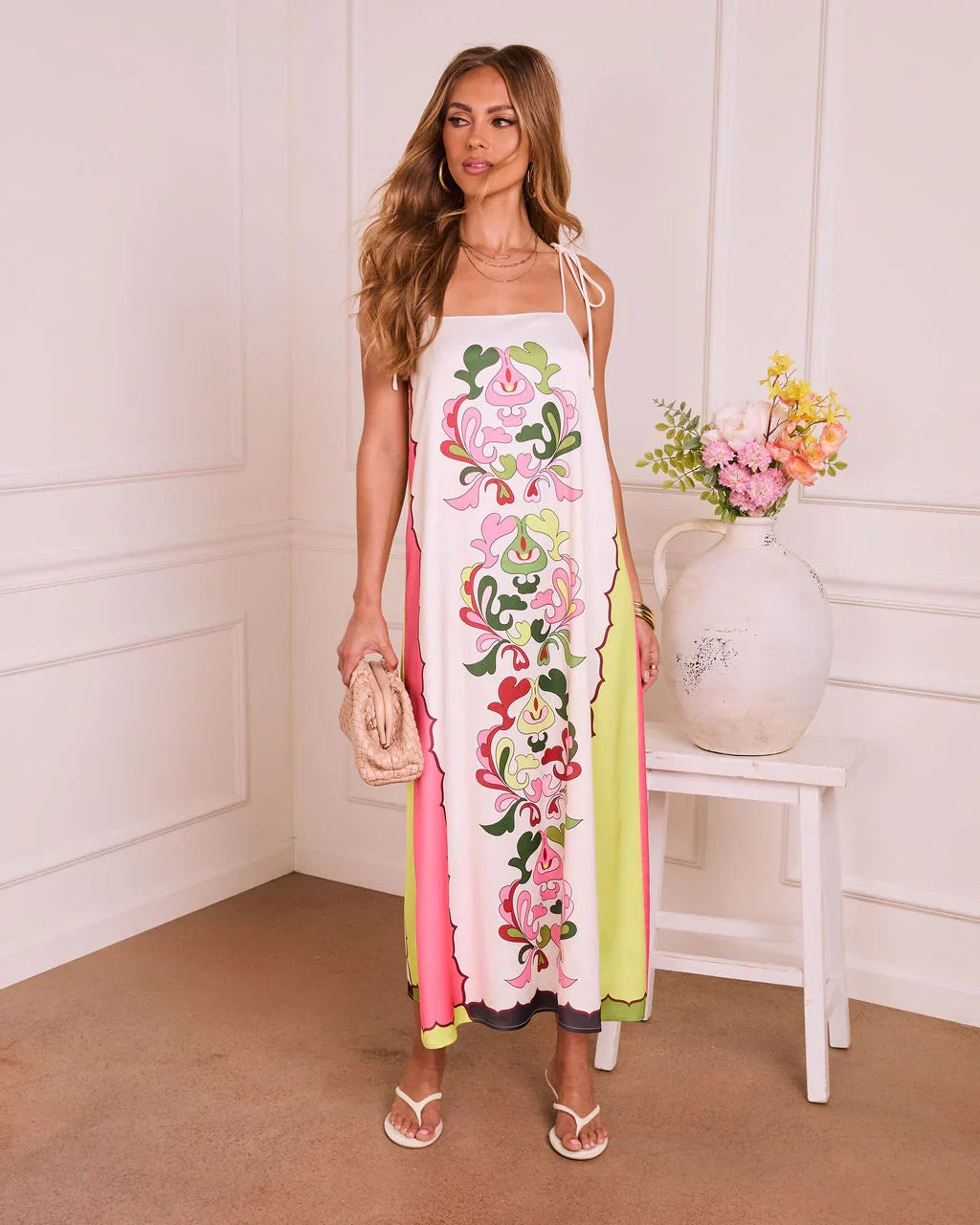 Serene Muse Abstract Print Midi Dress