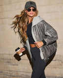 Campus Oversized Hooded Leather Bomber Jacket