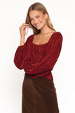 Ceppia Plisse Top Burgundy
