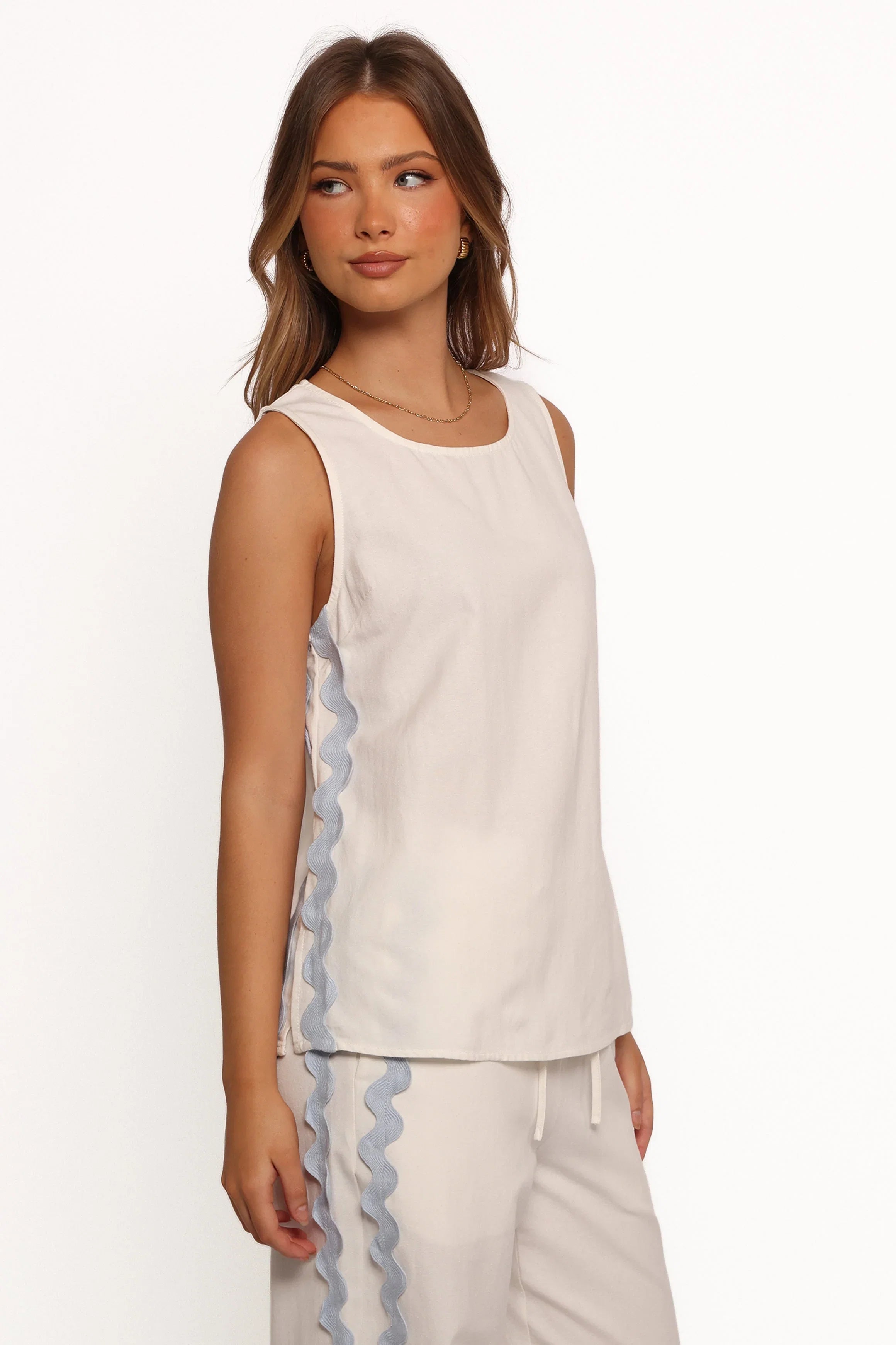 Jasinta Top Cream Blue