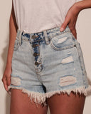 Heather High Rise Cut Off Denim Shorts