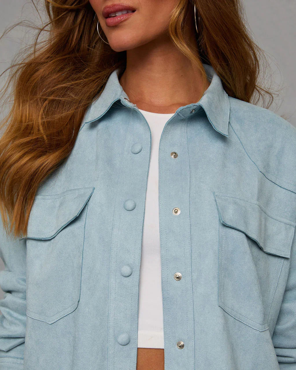 Airelle Faux Suede Button Down Top
