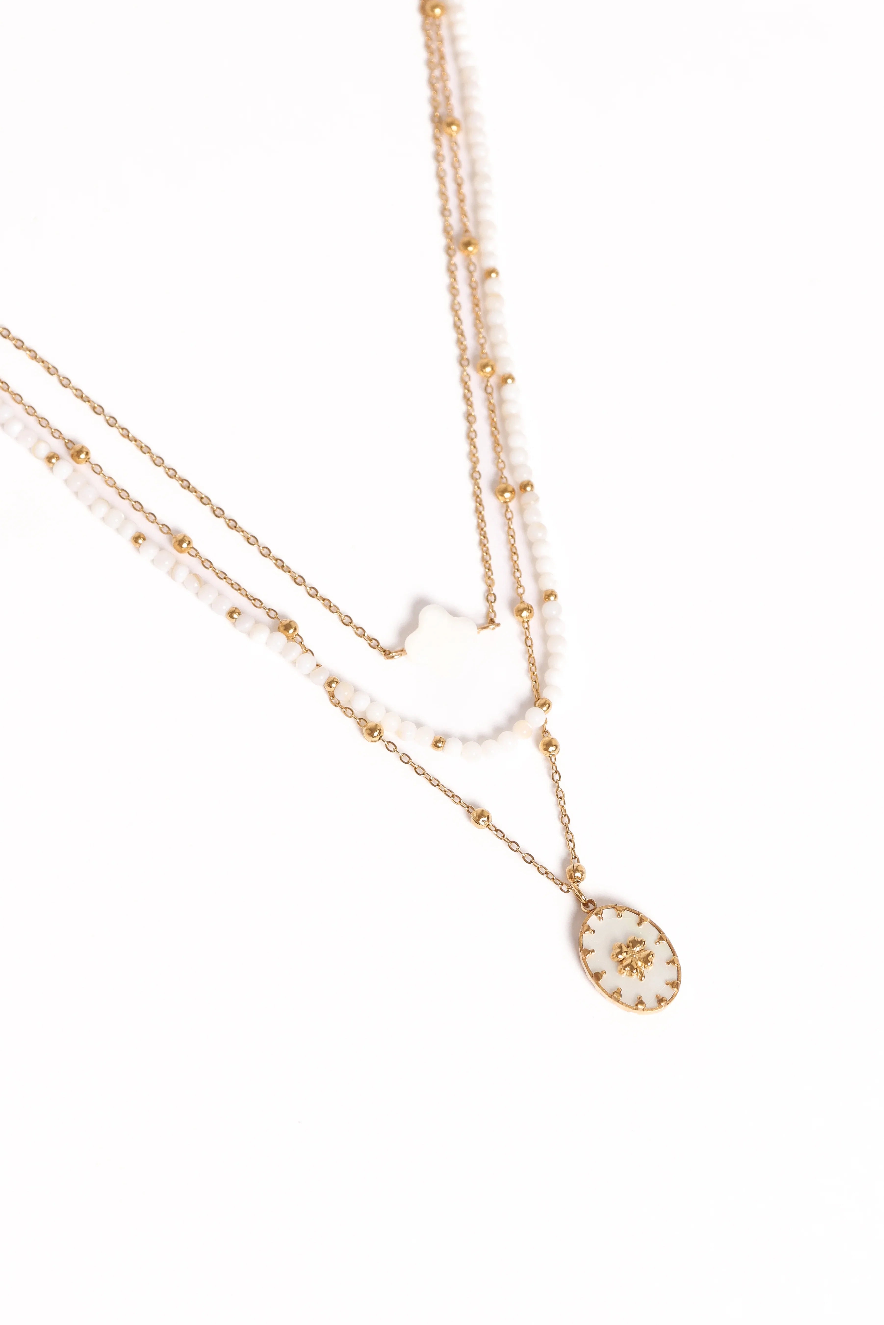 Goldie Necklace Gold White