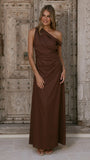 Larissa One Shoulder Maxi Dress Brown