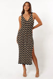 Rhya Midi Dress Sand Black