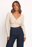 Demi Twist Detail Knit Top Cream
