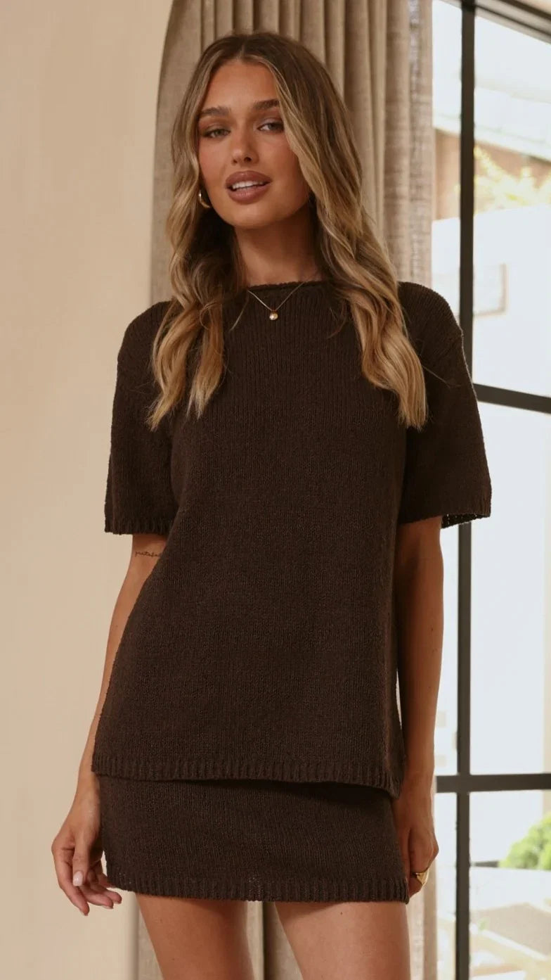 Casey Oversized Knit Tee Chocolate
