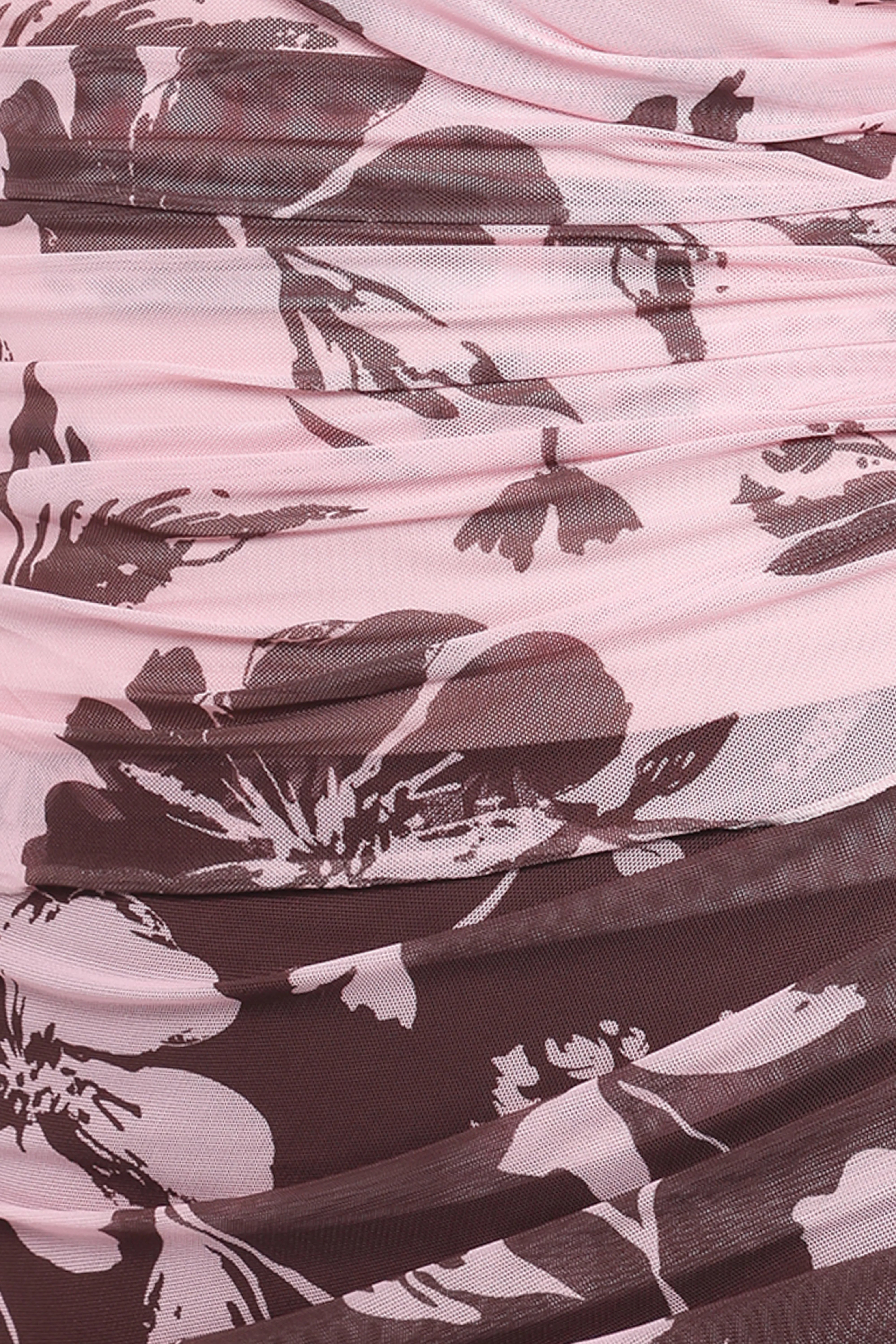 Navida Mesh Midi Skirt Pink Brown Floral