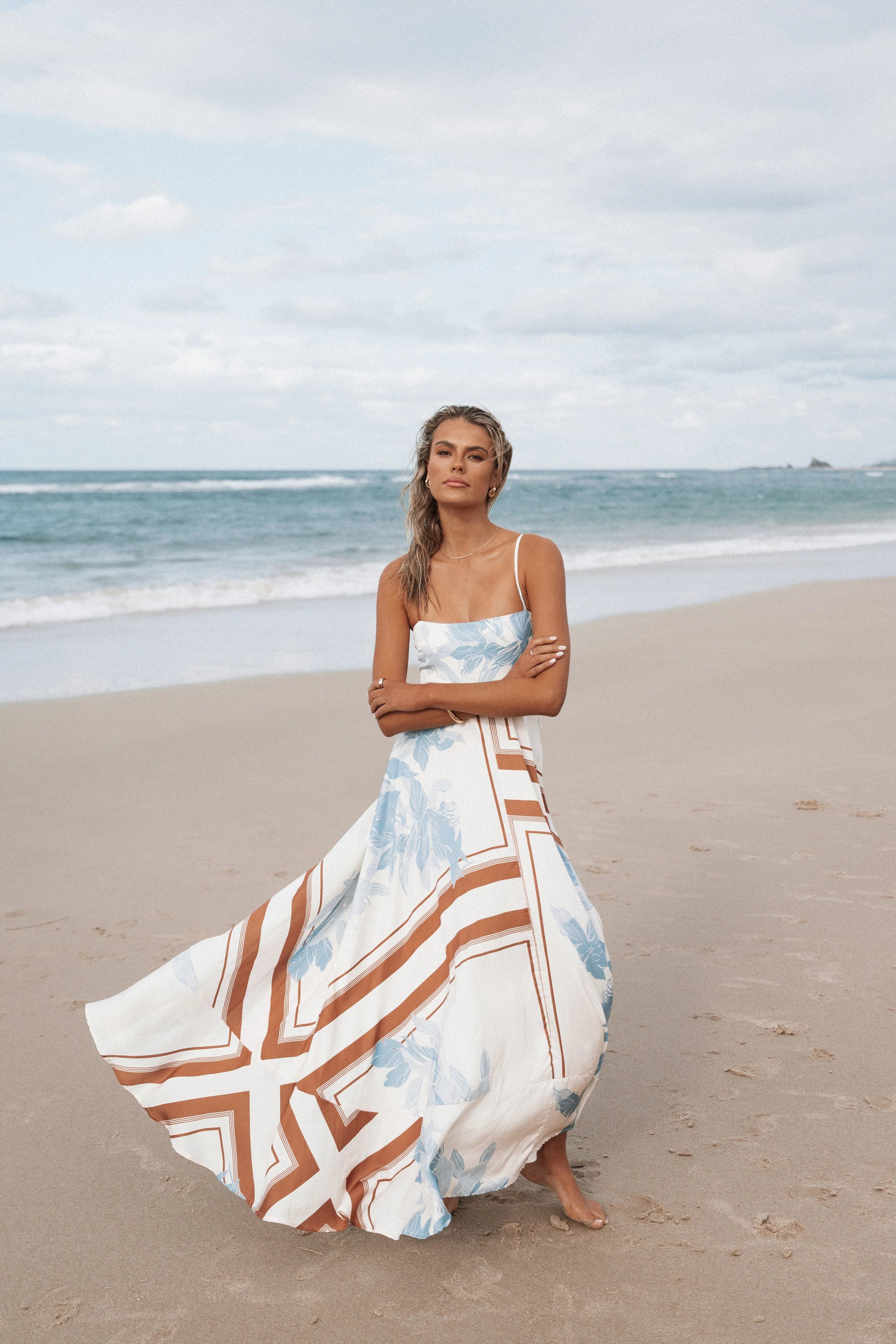 Elanor Maxi Dress Pale Blue Print