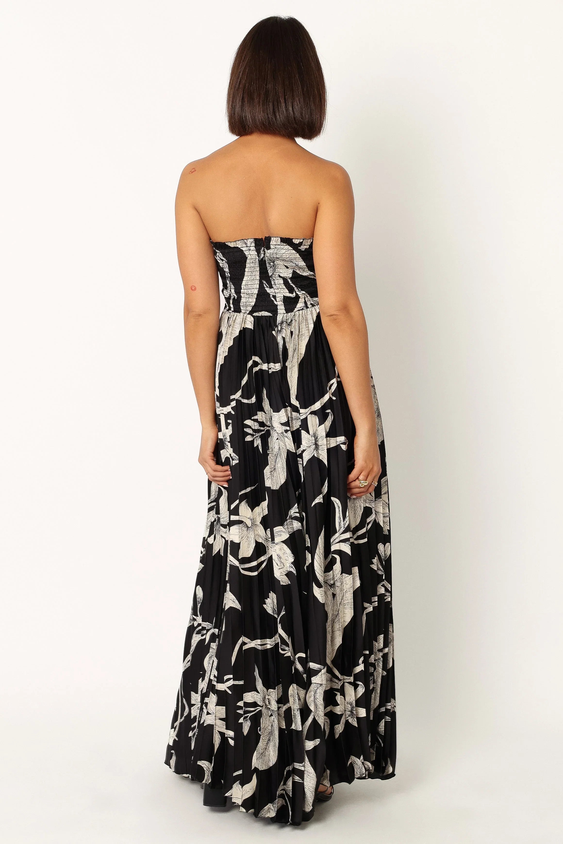 Angelique Strapless Maxi Dress Black Floral