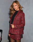 Kelysie Tweed Plaid Sequin Blazer