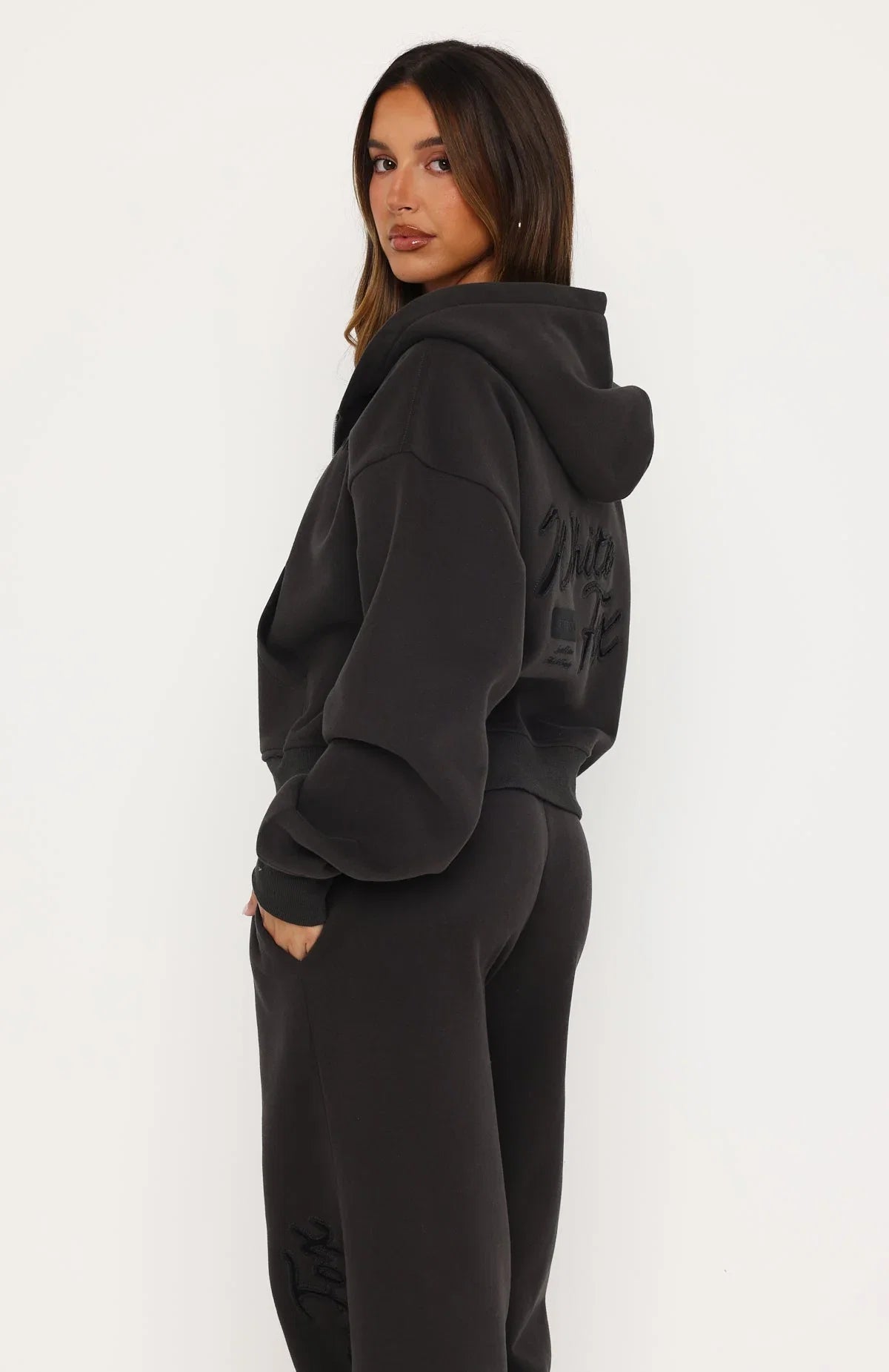 Studio 17 Willa Boxy Zip Front Hoodie Charcoal