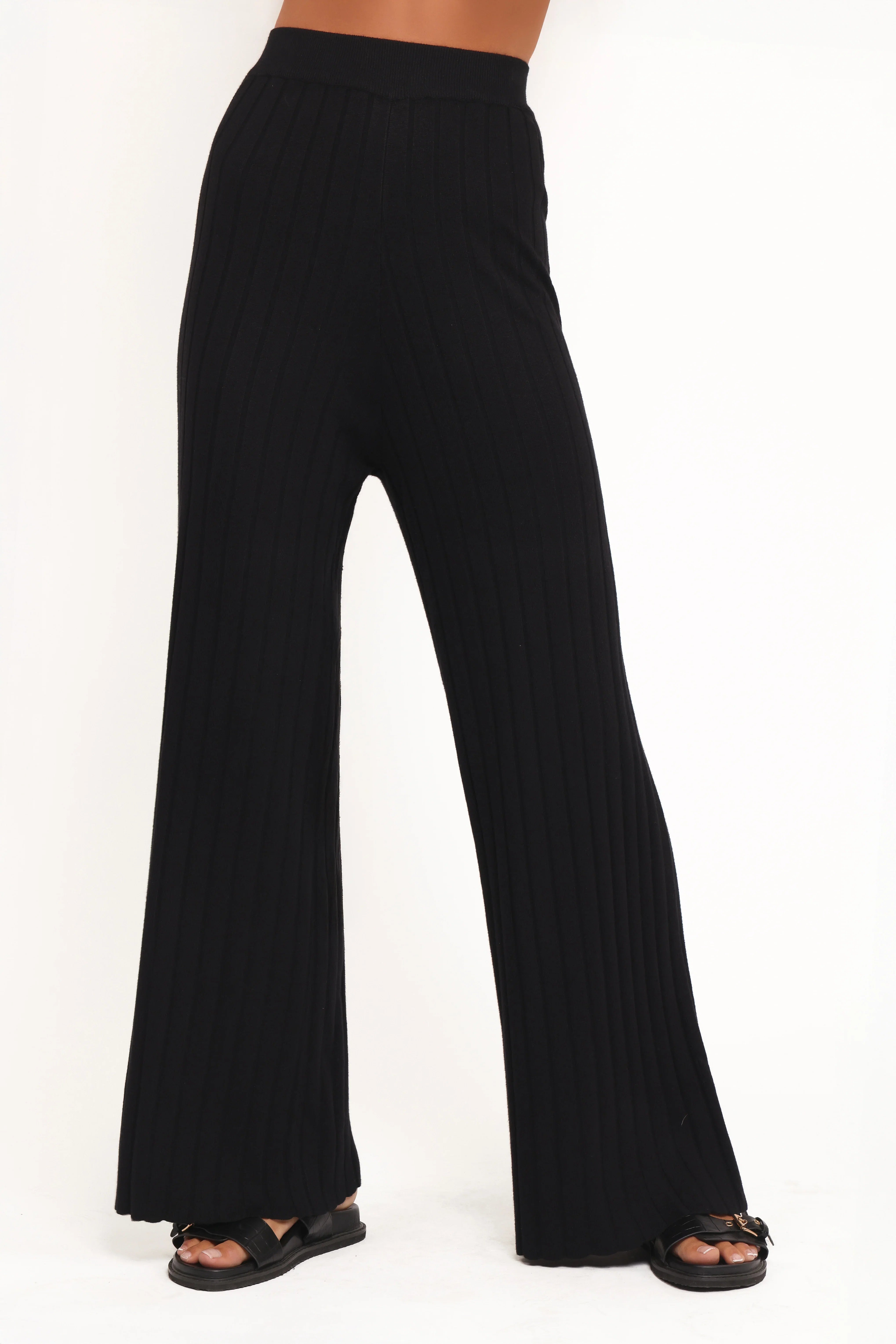 Alix Ribbed Knit Set Black