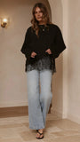 Javi Long Sleeve Lace Top Black