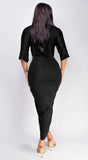 Zelia Venetian Midi Dress Black